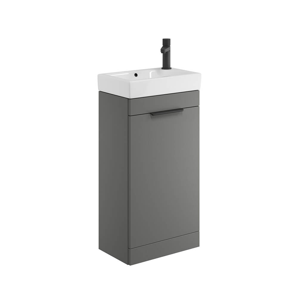 Esme 450 Cloakroom Unit - Dust Grey with Black Handle (Complete)