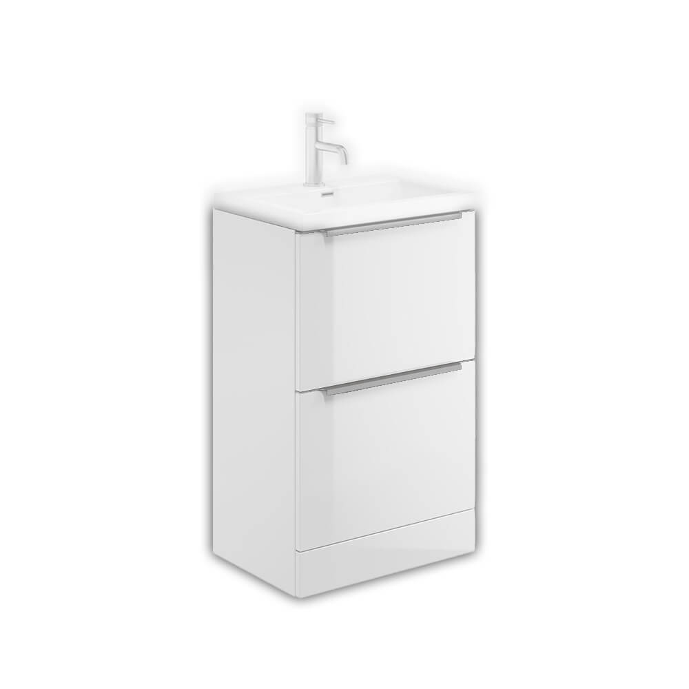 Muro 500mm Floorstanding Basin Cabinet - High Gloss White (Component)
