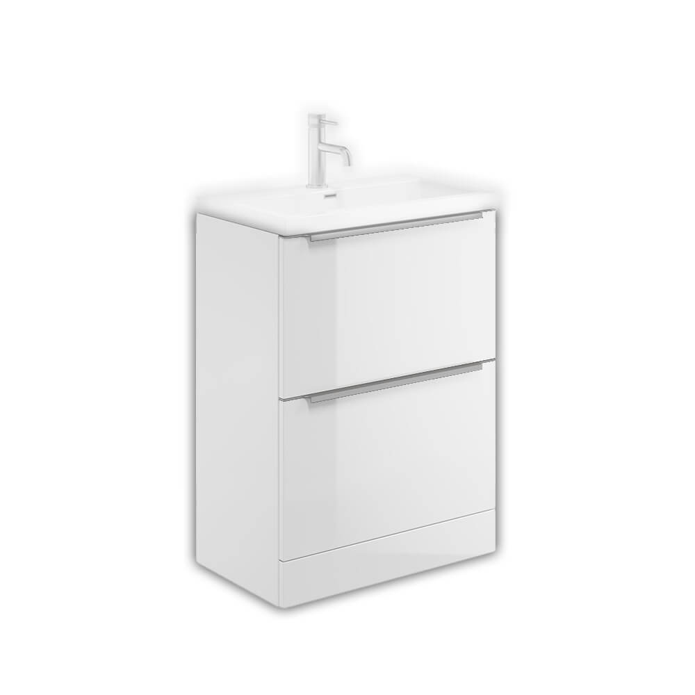 Muro 600 Basin Floorstanding Cabinet - High Gloss White (Complete)