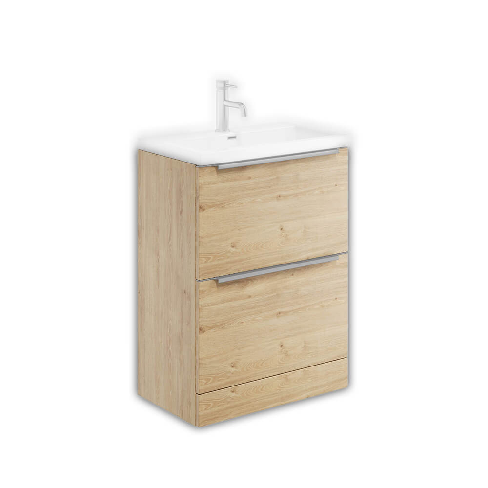 Muro 600 Basin Floorstanding Cabinet - Davos Oak (Complete)