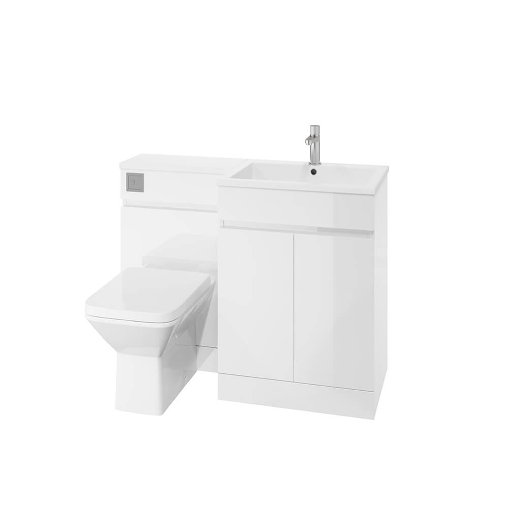 Waterguard Right Hand Cabinet & WC Unit - Gloss White (Complete)