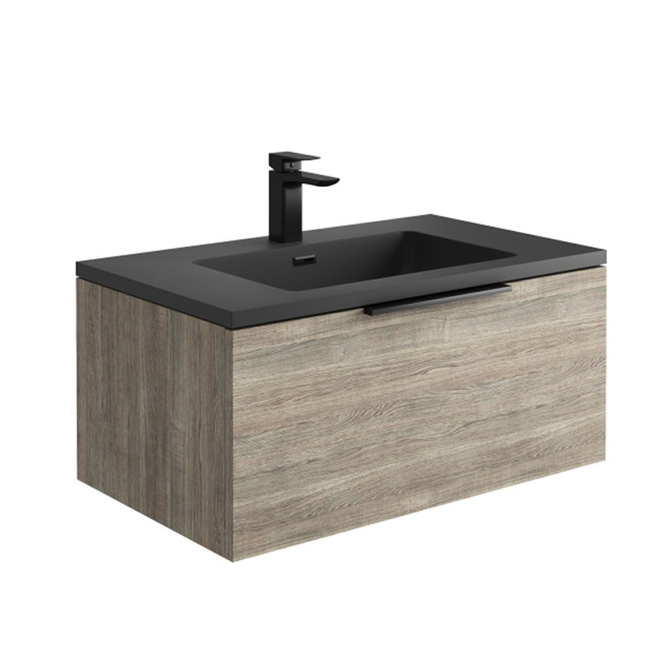 Ambience 800 LED Cabinet - Grey Oak with White Basin & Chrome Handle (Complete)