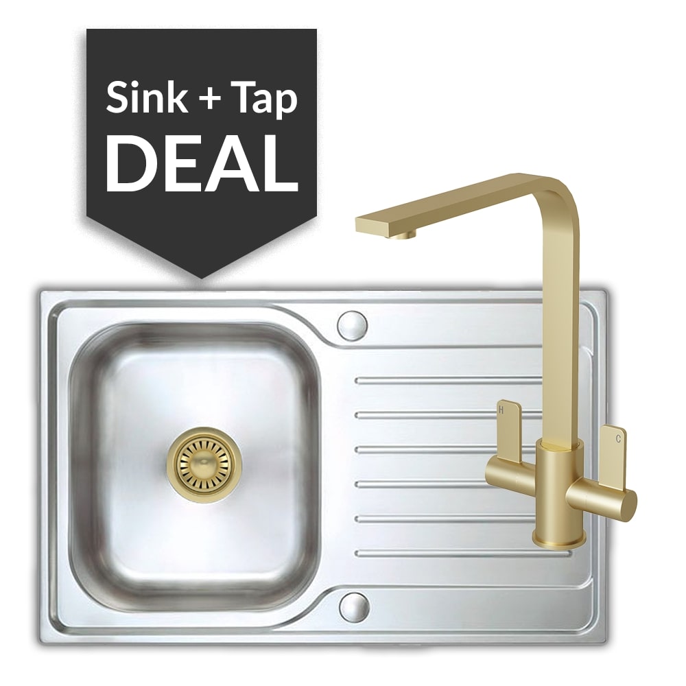 Premium Stainless Steel Small Single Bowl Sink & Mesa Brass Tap Pack - 2024