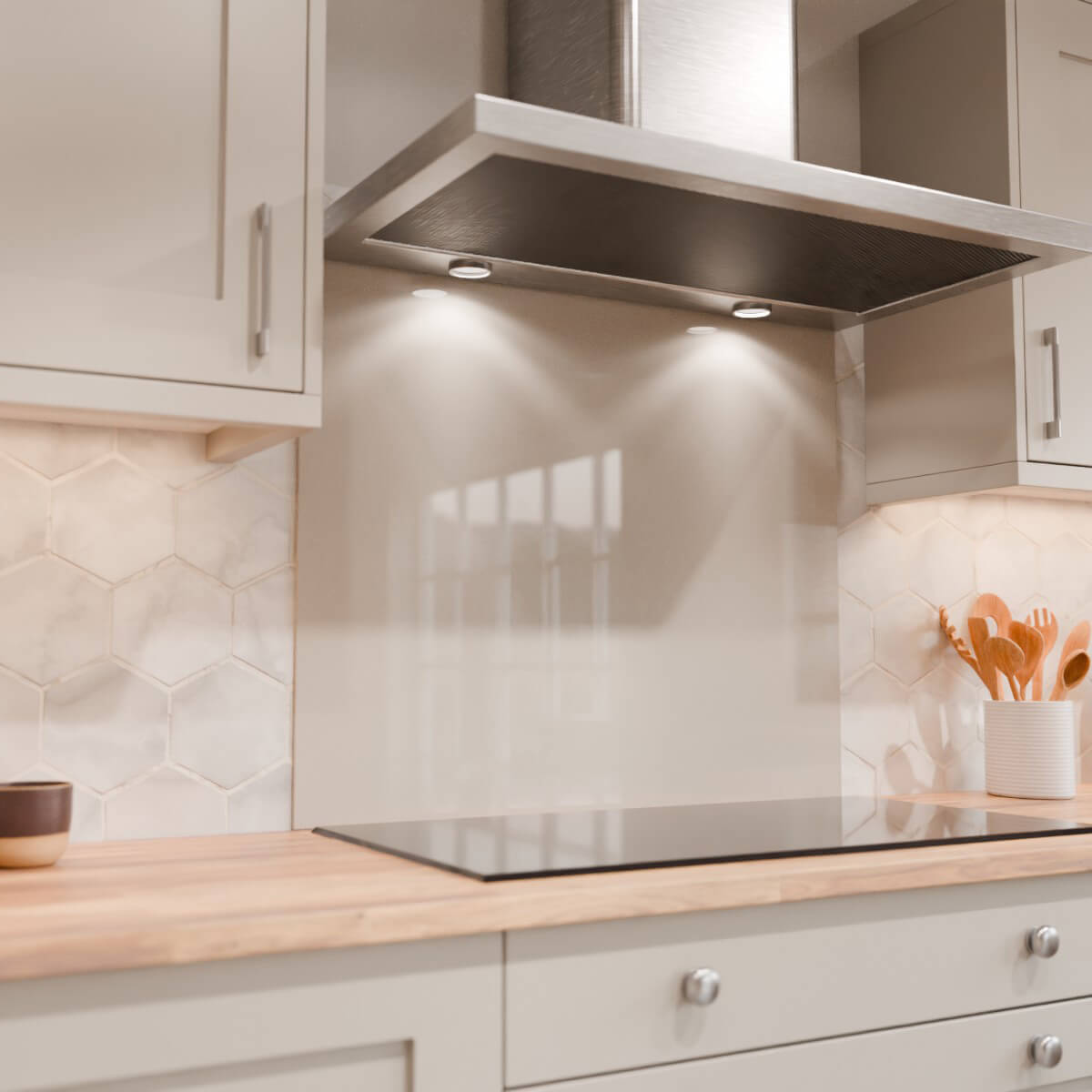Aurora Painted Glass Hob Splashback - Custom Size - Pebble Grey