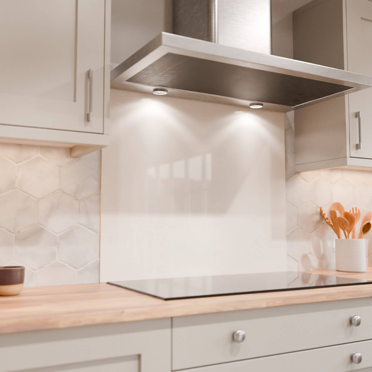 Aurora Painted Glass Hob Splashback - Custom Size - Porcelain