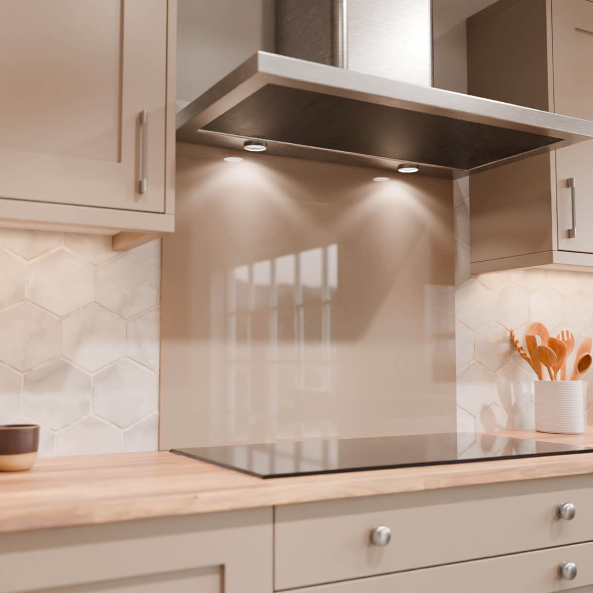 Aurora Painted Glass Hob Splashback - Custom Size - Stone Grey