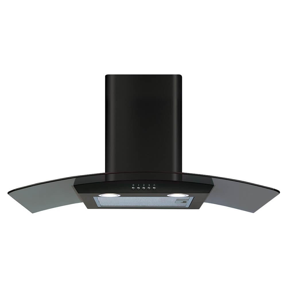 CDA ECP82BL 80cm Curved Glass Extractor, Stainless Steel, 3 Speed