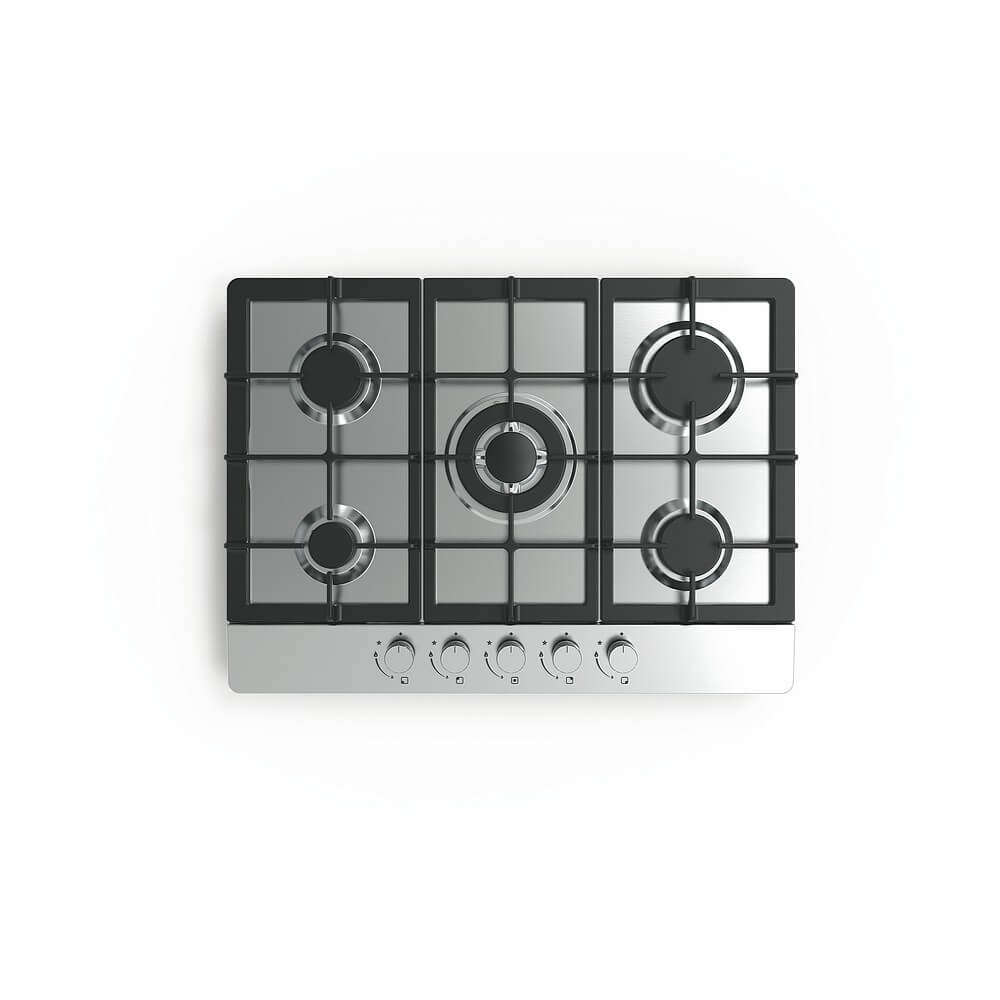 BEKIA 70cm Stainless 5 Burner Nat Gas Hob Cast Iron Pan Stands