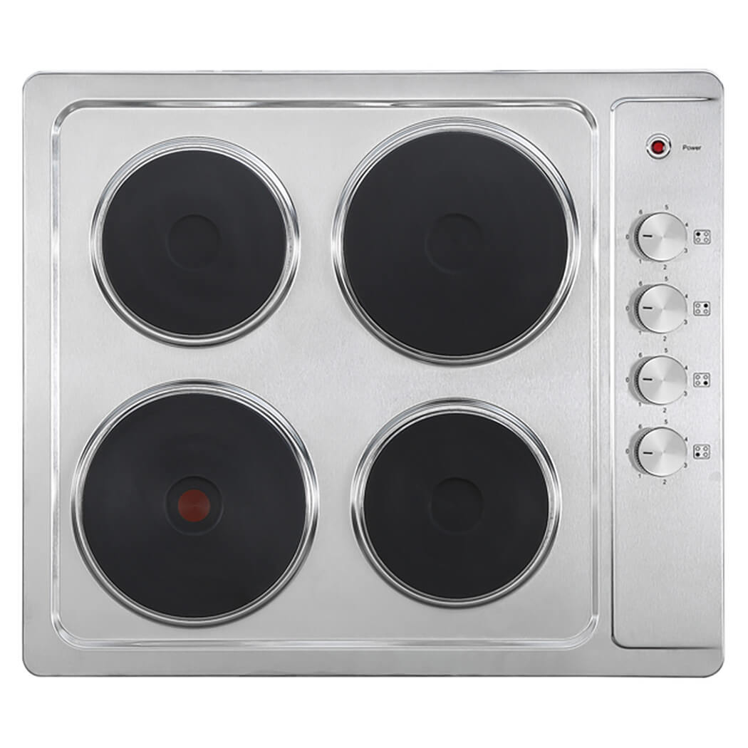 BEKIA 60cm Stainless 4 Zone Solid Plate Hob With Rotary Controls
