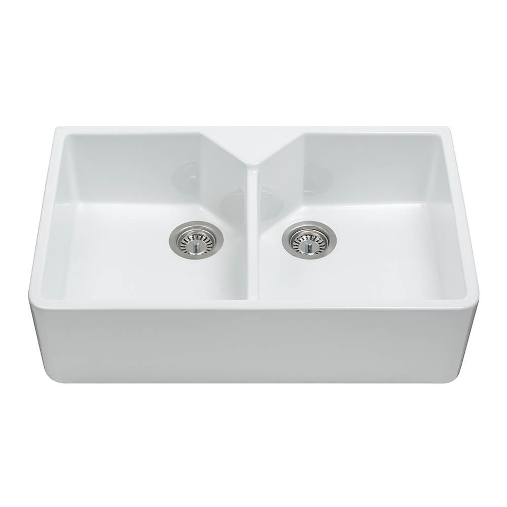 CDA Double Belfast - 2.0 Bowl Ceramic White Sink