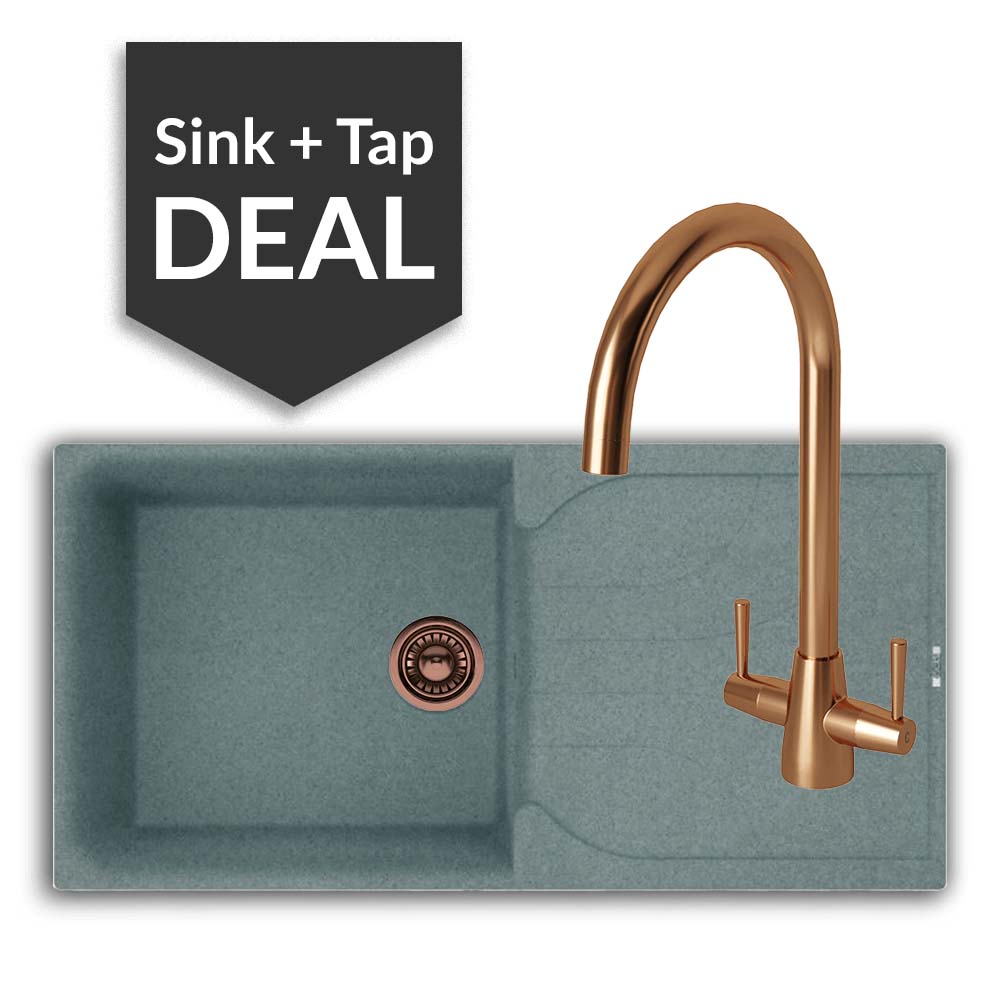 Quartz Titanium Large Single Bowl Sink & Cascade Copper Tap Pack - 2024