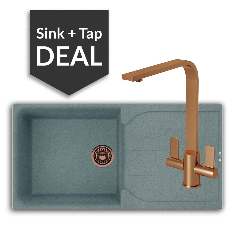 Quartz Titanium Large Single Bowl Sink & Mesa Copper Tap Pack - 2024