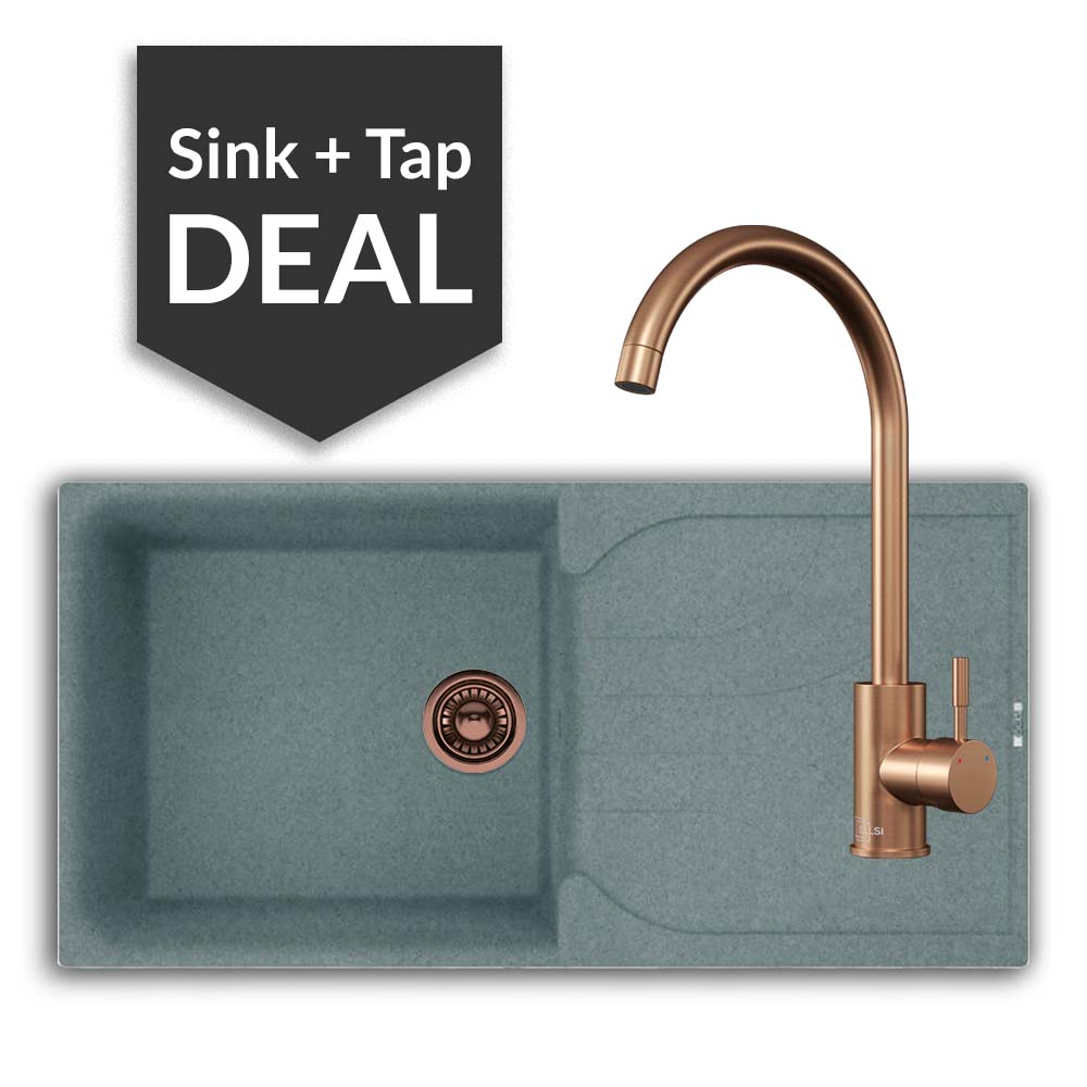 Quartz Titanium Large Single Bowl Sink & Varone Copper Tap Pack - 2024