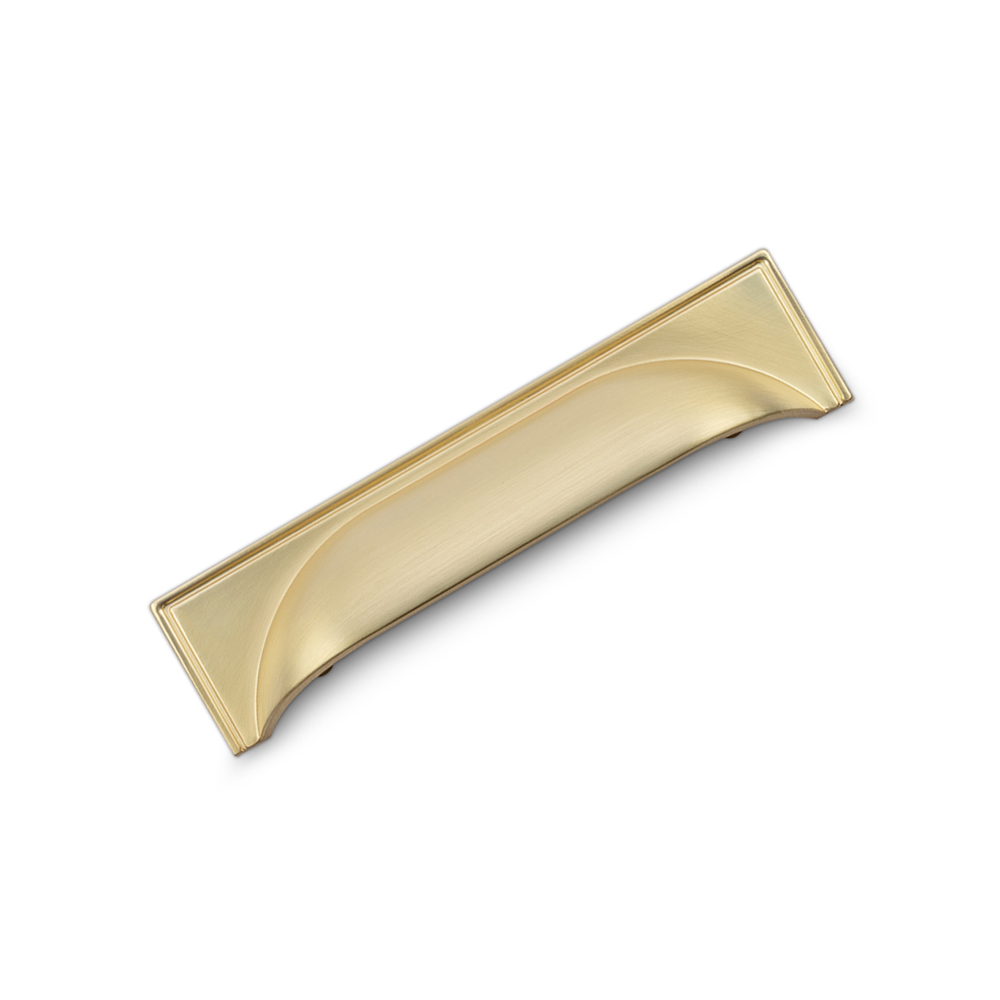 AURORA Square Cup Handle - 96mm Hole Centres - Satin Brass (HB6-0190)