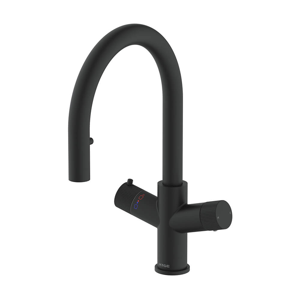 KoGE 4-in-1 Swan Spout Boiling Hot Water Tap with Pull Out Hose | Matt Black
