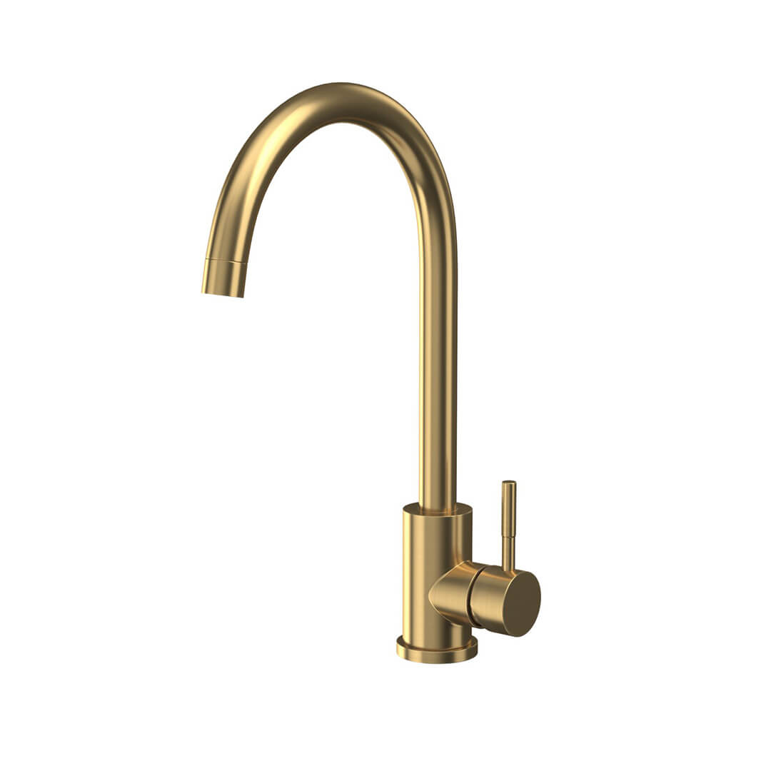 AURORA Swan Neck Mixer Tap - Brushed Brass