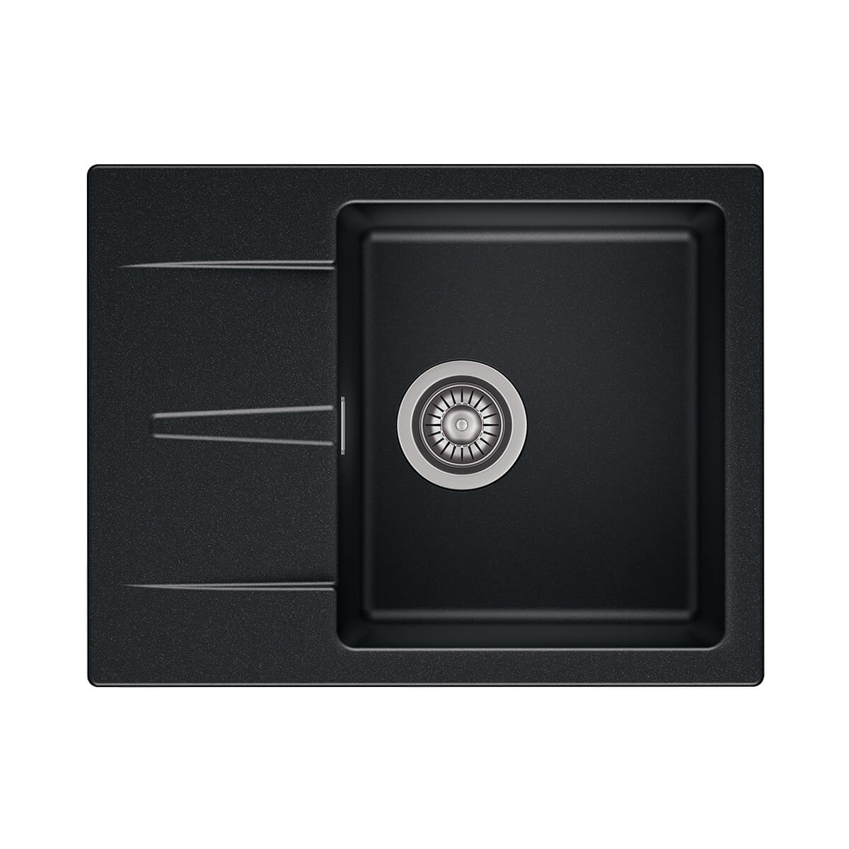 Reginox AVIGNON Single Bowl & Drainer Black Granite Sink - 600mm Wide