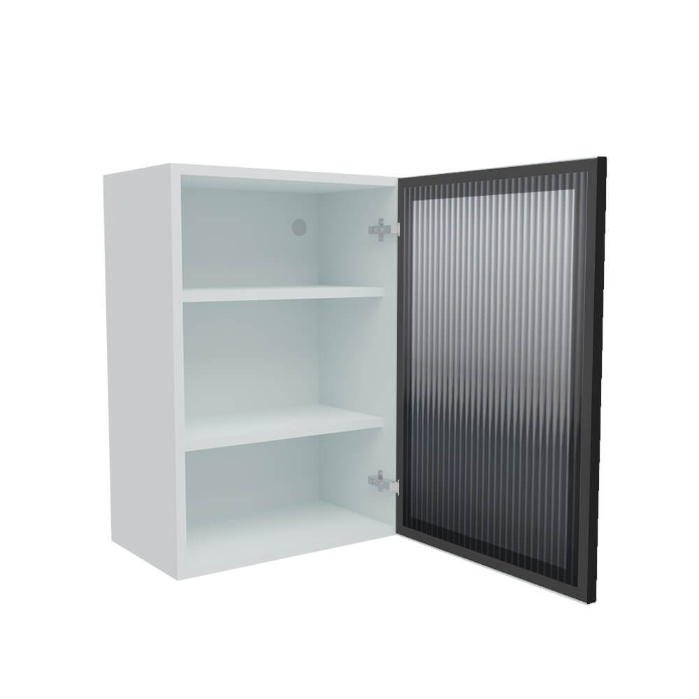 500mm Aluminium Framed Smoked Reeded Glass Door Wall Unit (Medium)