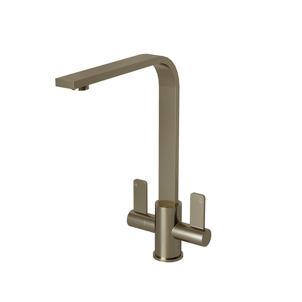 AURORA Blade Twin Lever Monobloc Tap - Brushed Steel