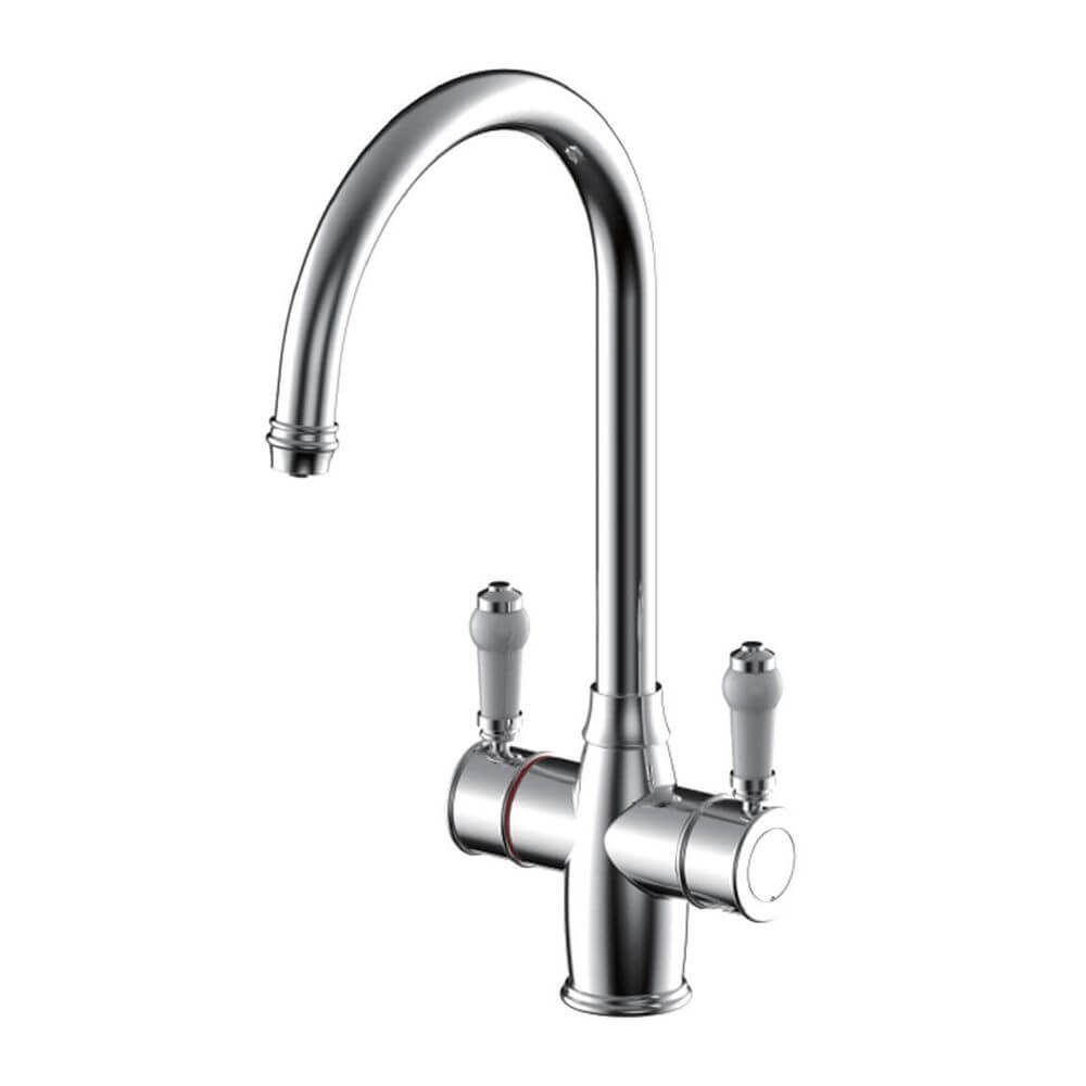 Reginox VECHI 3-in-1 White Ceramic Lever Boiling Water Tap - Chrome