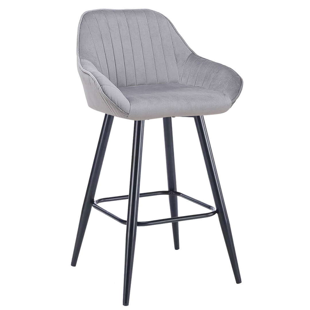 AURORA Velluto Velvet Bar Stool - Grey