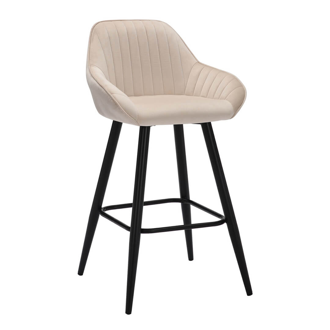AURORA Velluto Velvet Bar Stool - Cream