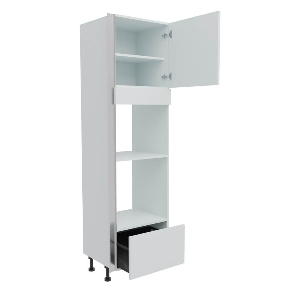 600mm True Handleless - 2 x Single Ovens Housing with 1 x Drawers - RH Hinge (High)
