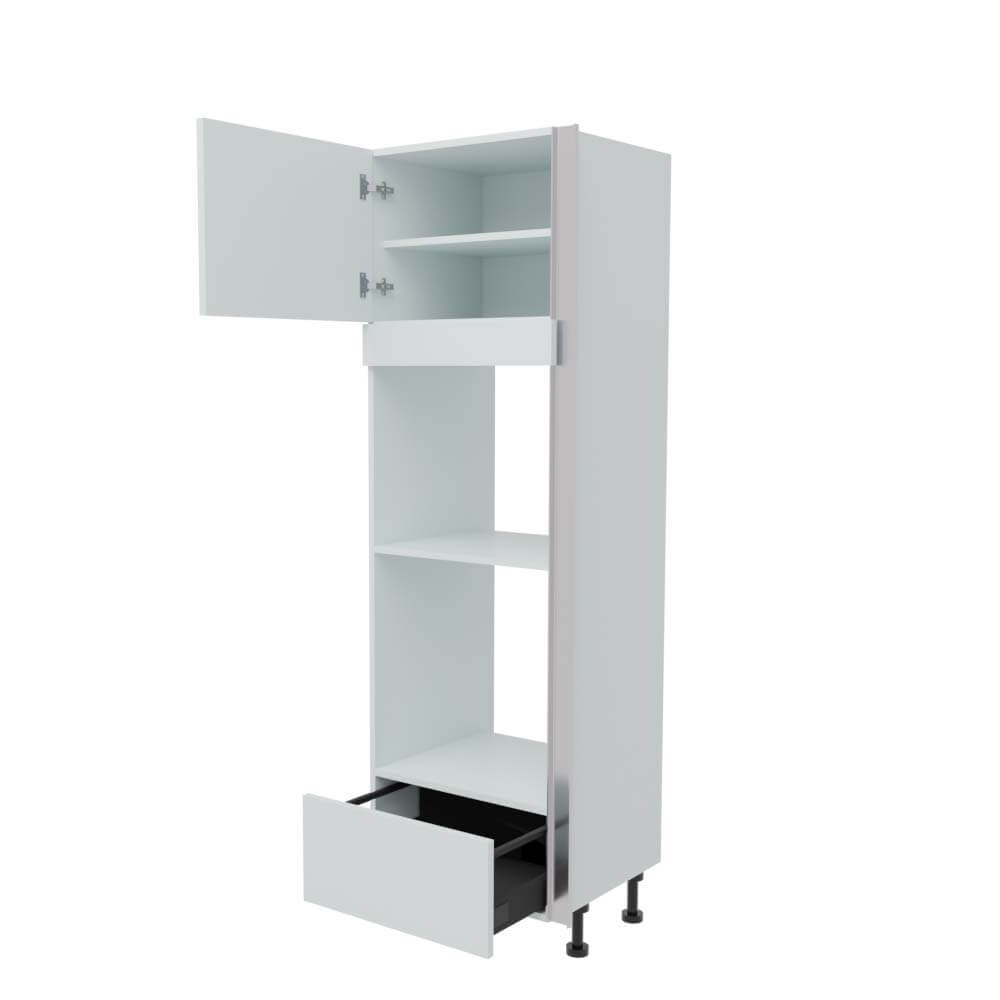 600mm True Handleless 2 x Single Ovens Housing with 1 x Drawers - LH Hinge (Medium)