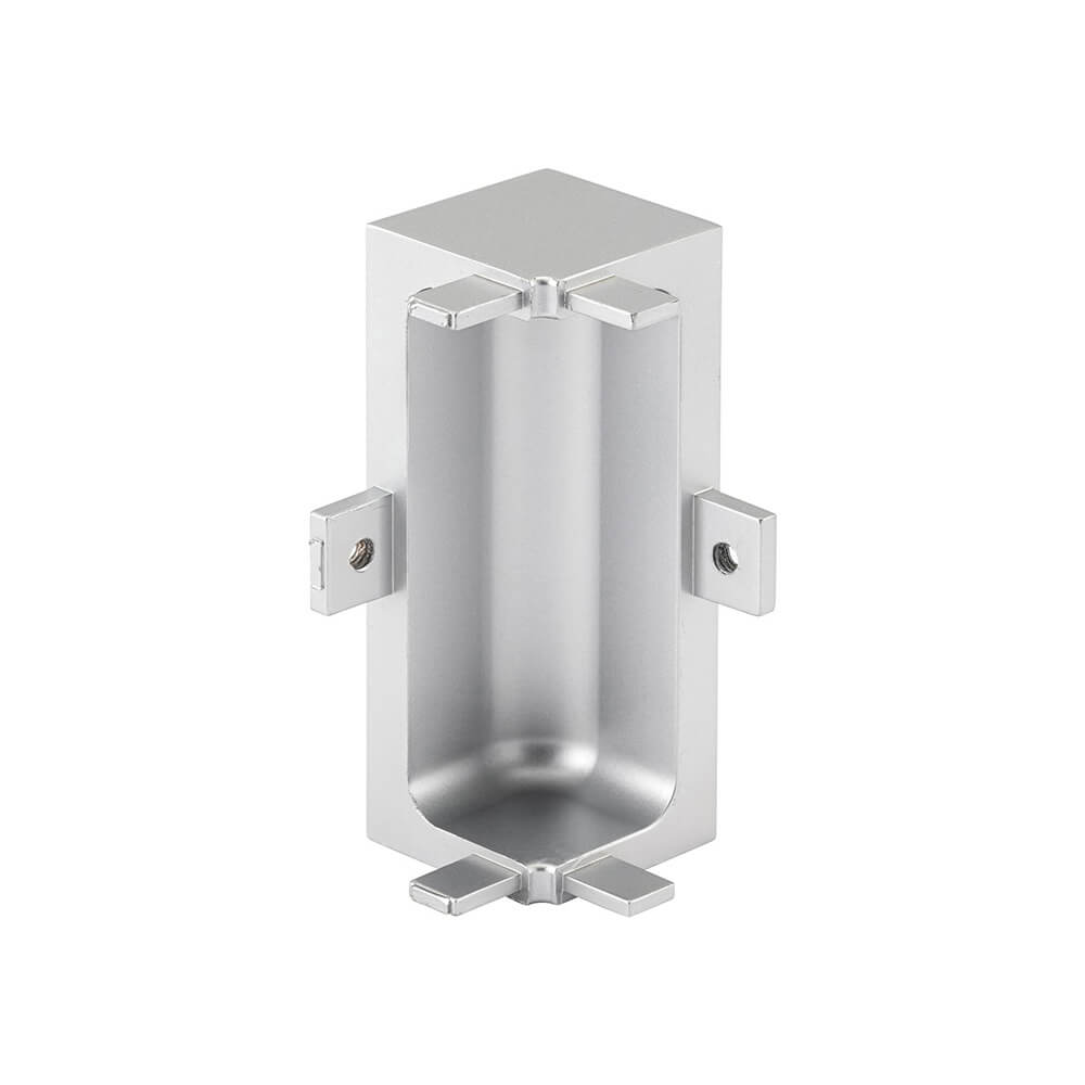 Mid Profile Internal Corner Joint for True Handleless - Brushed Silver