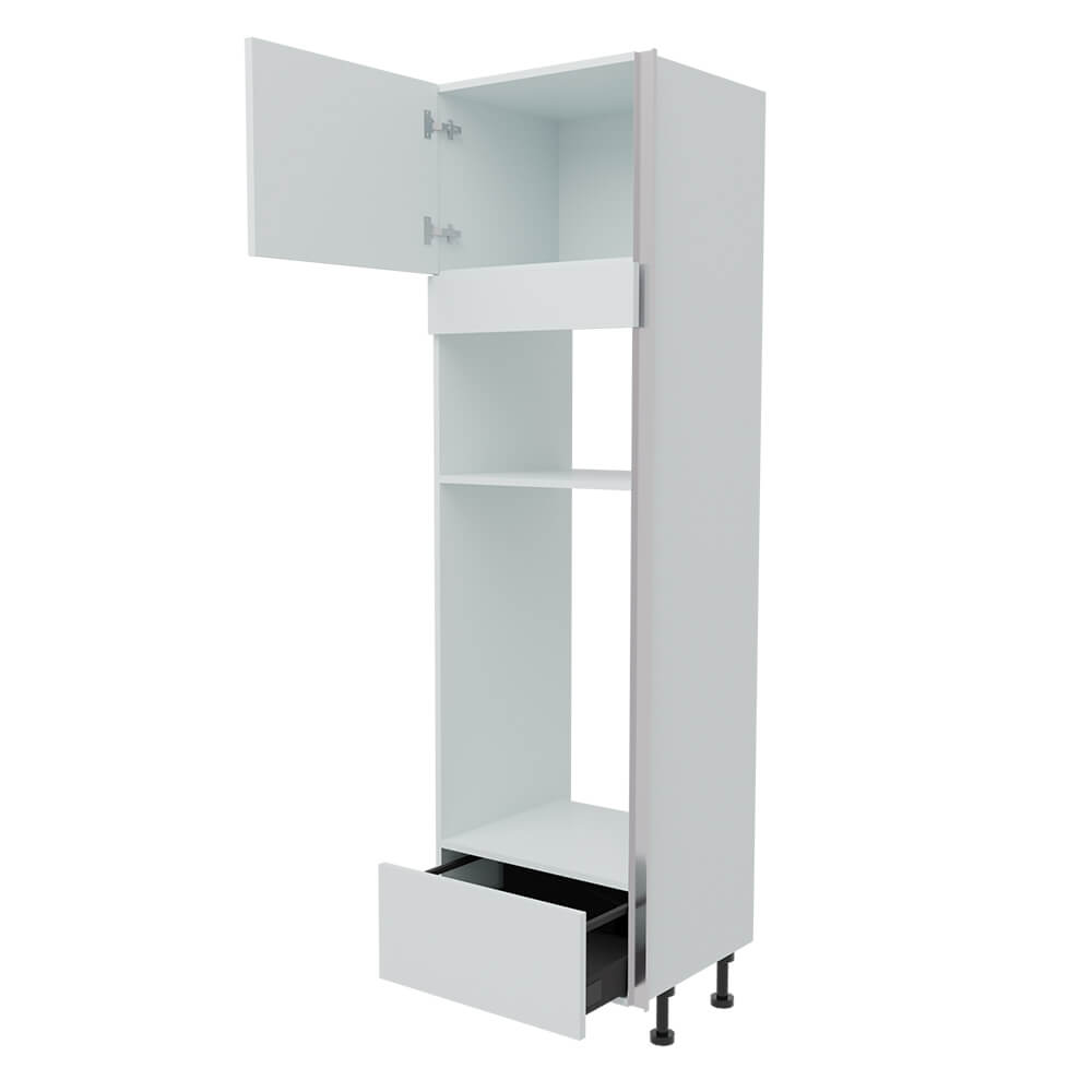600mm True Handleless Double Oven & Mic Housing with 1 x Drawer - LH Hinge (High)