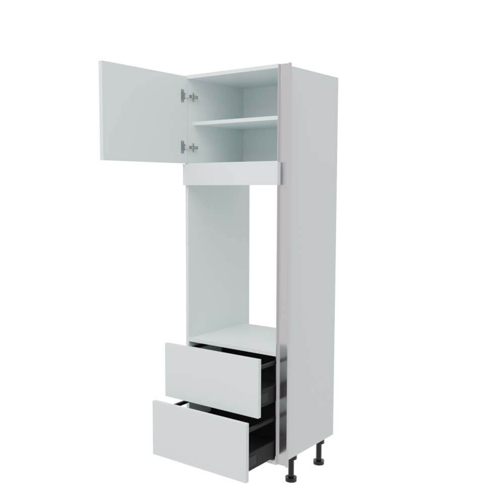 600mm True Handleless Double Oven Housing with 2 x Drawers - LH Hinge (Medium)