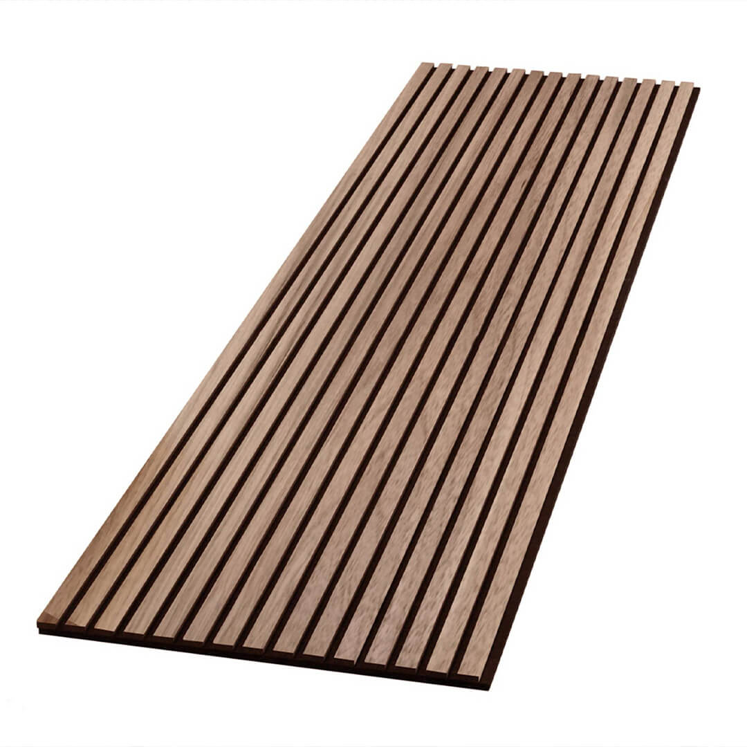 AURORA Slatted Acoustic Wall Panels - Real Walnut Veneer
