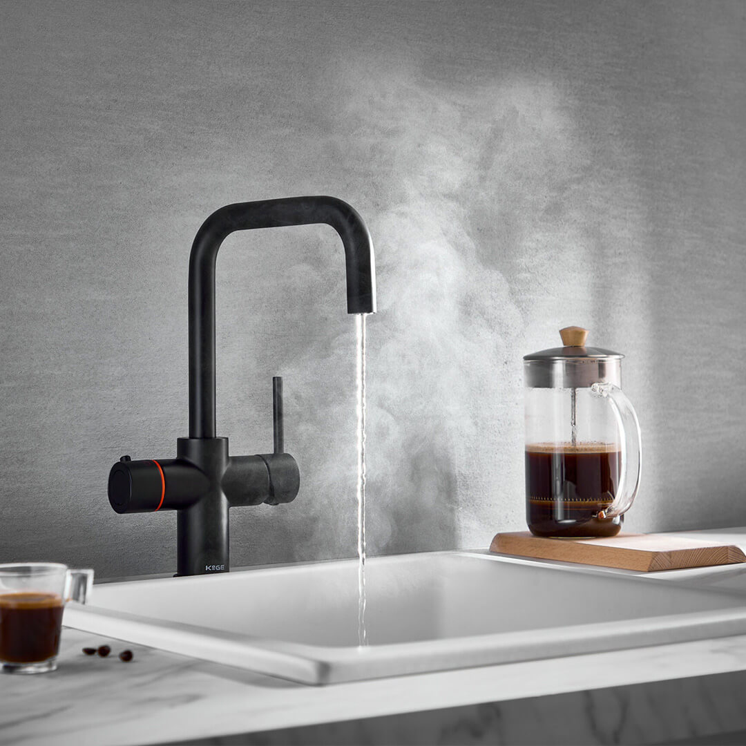 Stock - KoGE 3-in-1 Square Spout Boiling Hot Water Tap | Matt Black