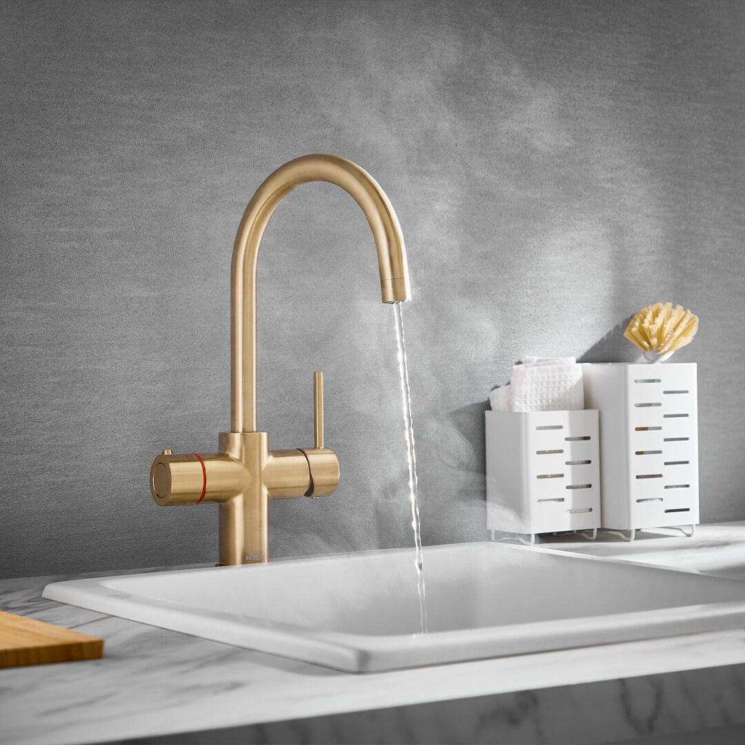 Stock - KoGE 3-in-1 Swan Spout Boiling Hot Water Tap | Brushed Brass