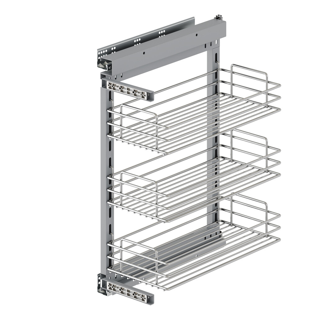 Bk Stock - 400mm Base Pull Out Storage Basket - Soft Close - Chrome