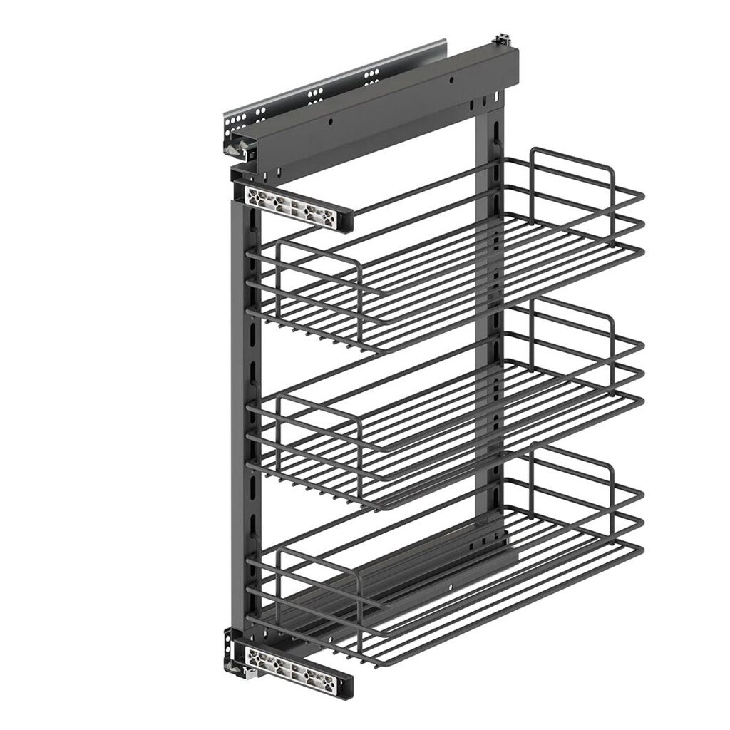 Bk Stock - 400mm Base Pull Out Storage Basket - Soft Close - Anthracite