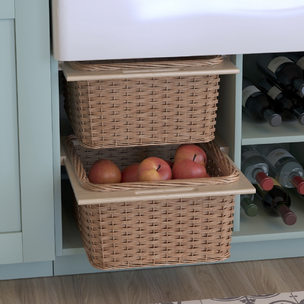 BK Stock - 600mm Wicker Basket Set With Front Handle (2 x Baskets)