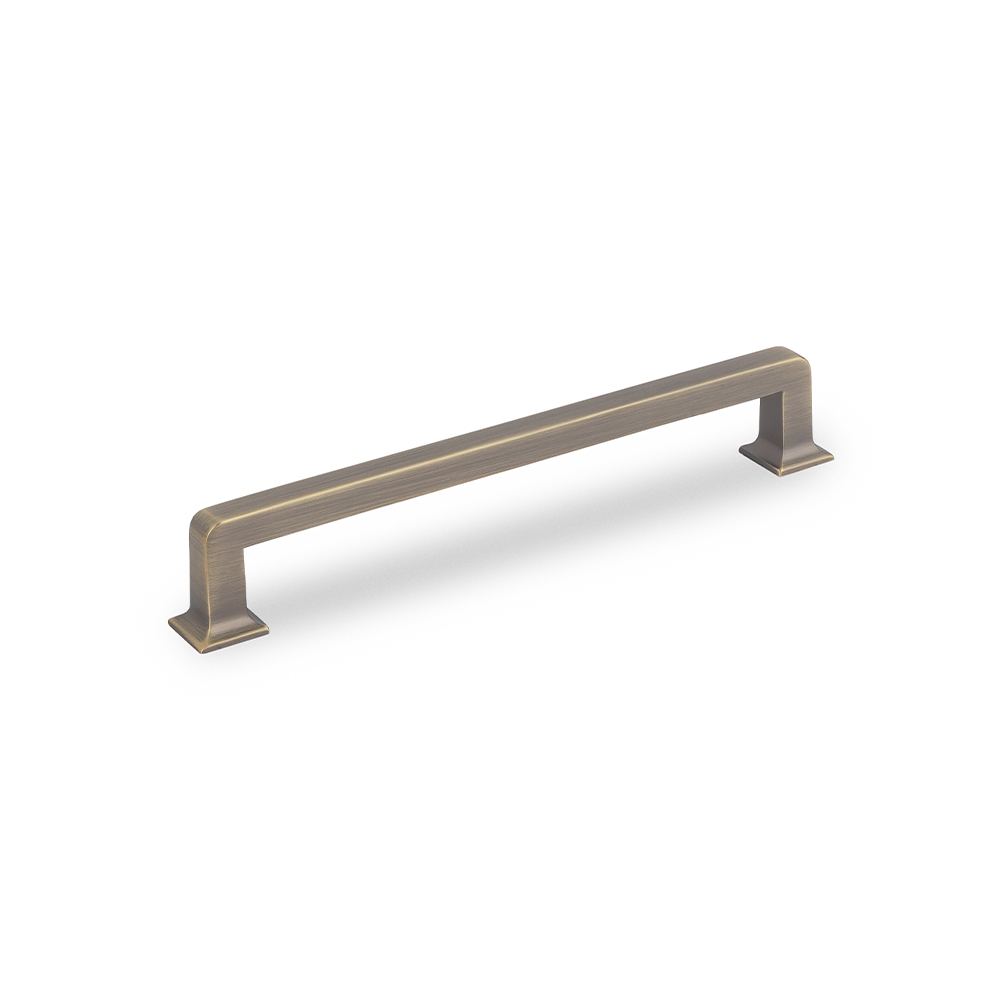 AURORA Square Foot D Handle - 176mm (160mm Hole Centres) - Antique Brass (HB11-0256)