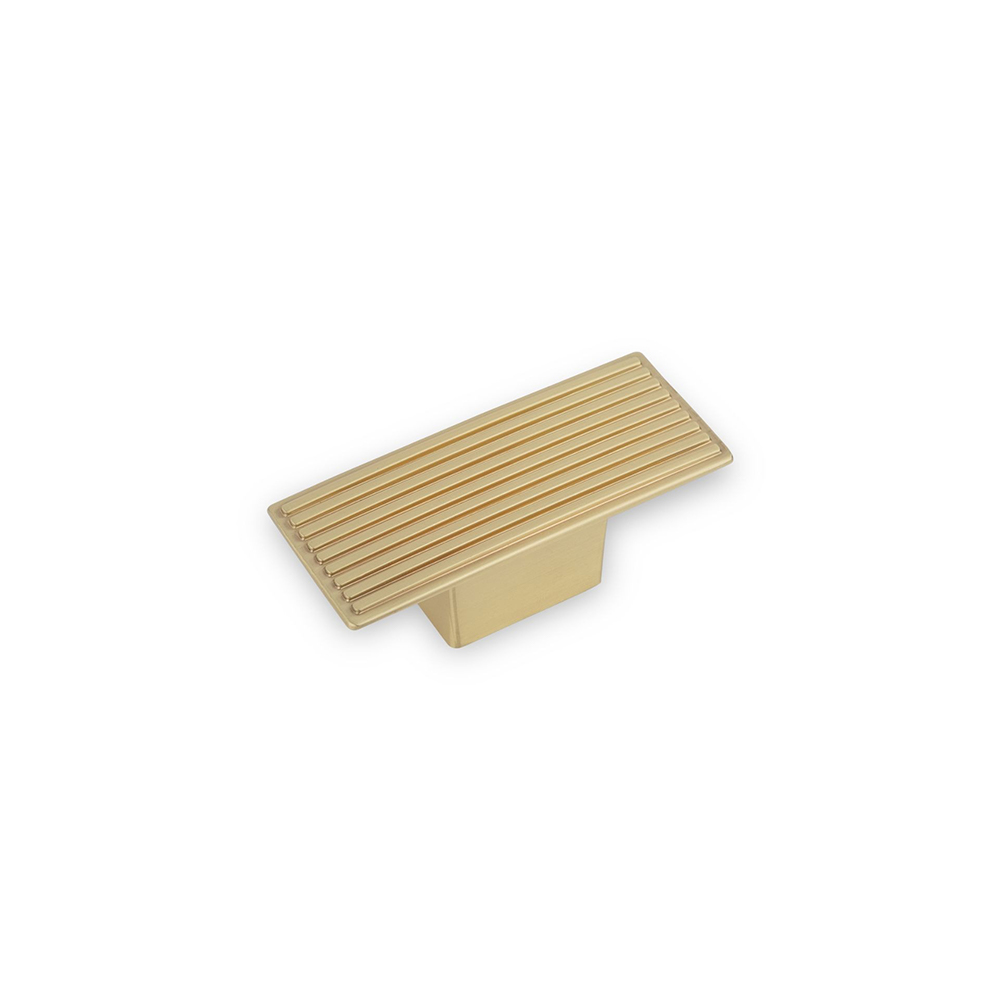 AURORA Rectangular Reeded Knob - 59 x 34mm - Satin Brass
