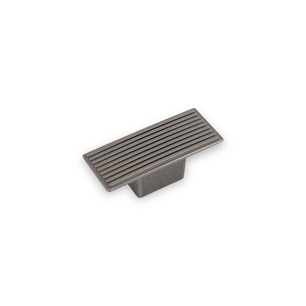 AURORA Rectangular Reeded Knob - 59 x 34mm - Pewter