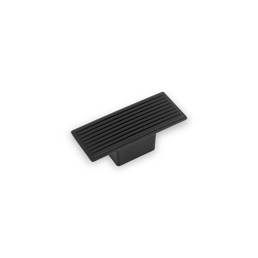 AURORA Rectangular Reeded Knob - 59 x 34mm - Matt Black (HB)