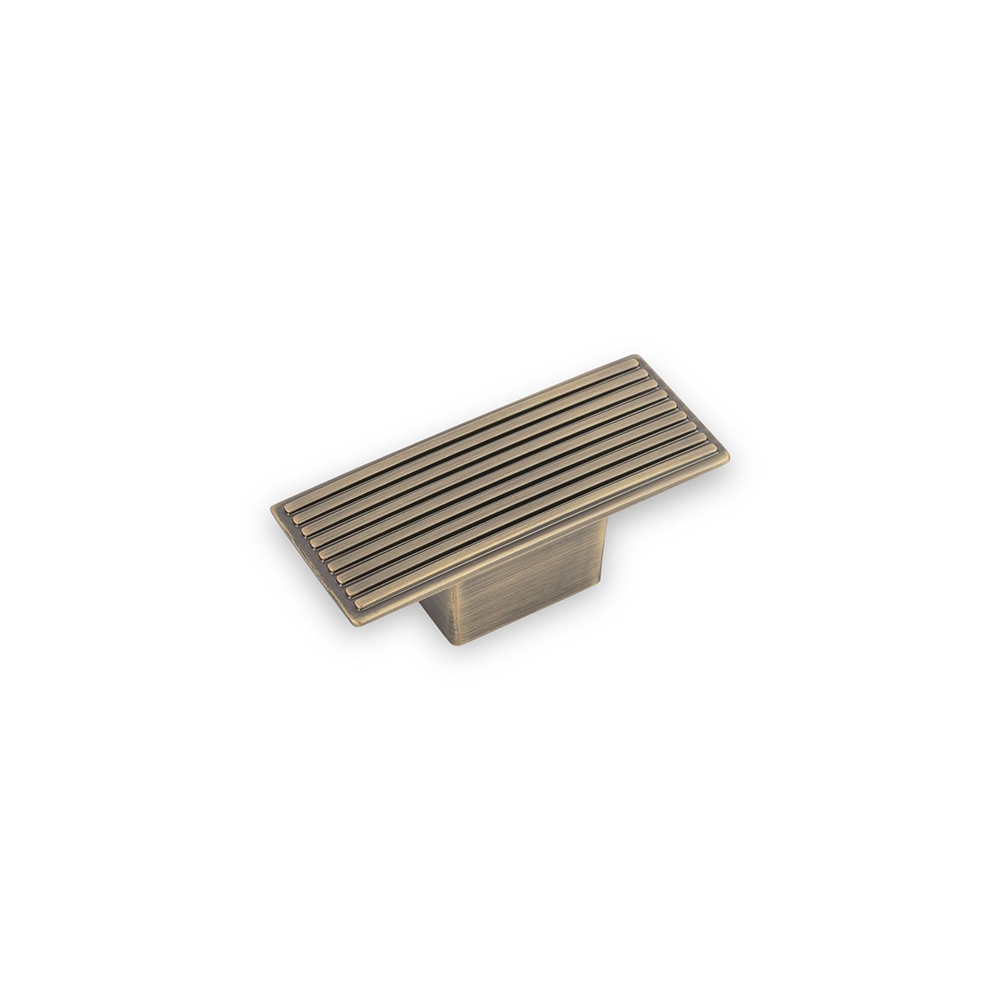 AURORA Rectangular Reeded Knob - 59 x 34mm - Antique Brass (HB12-272)
