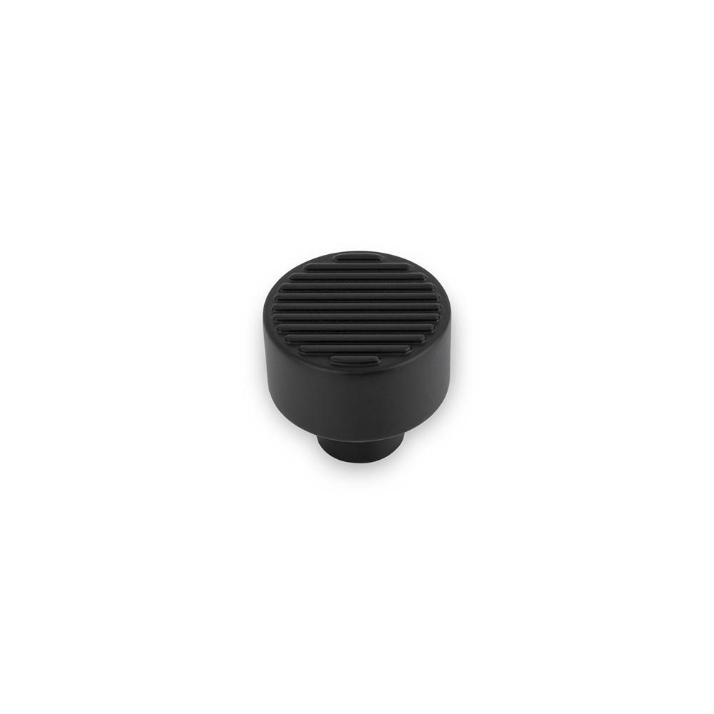 AURORA Round Knob Reeded Top - 30mm Diameter - Matt Black (HB12-281)