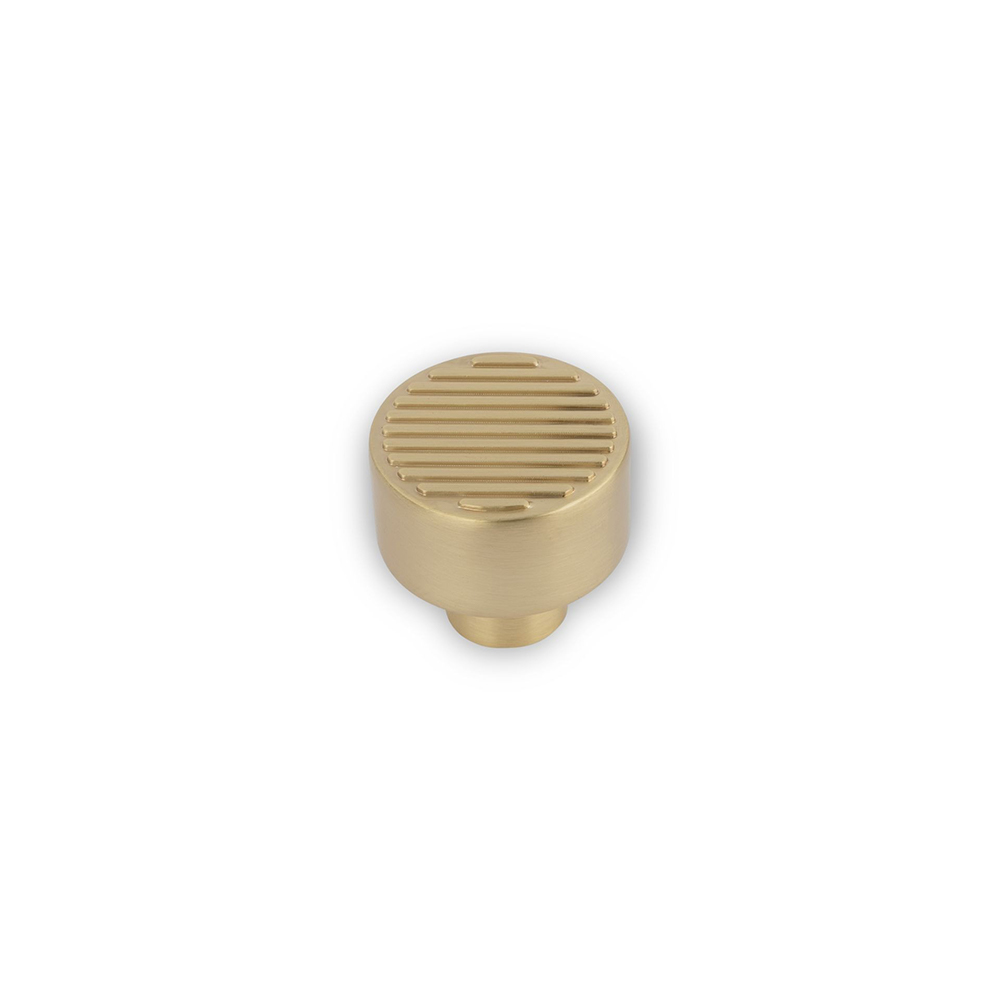 AURORA Round Knob Reeded Top - 30mm Diameter - Satin Brass (HB12-283)