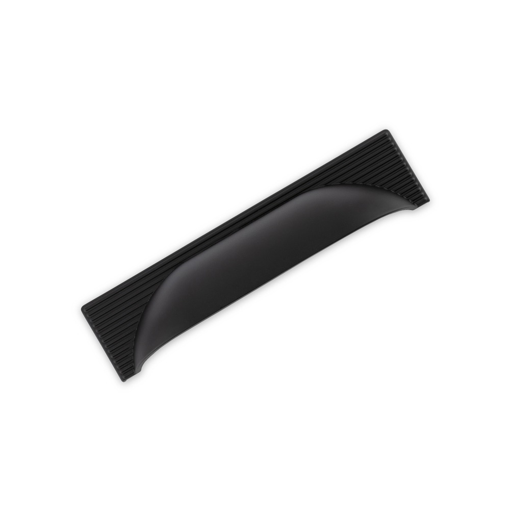 AURORA Reeded Back Square Cup Handle - 96mm Hole Centres - Matt Black (HB12-277)