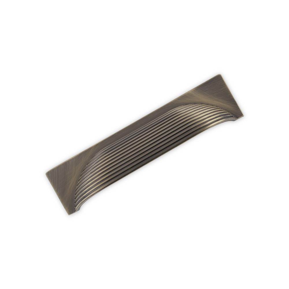 AURORA  Square Reeded Cup Handle - 145mm (96mm Hole Centres) - Antique Brass (HB12-292)