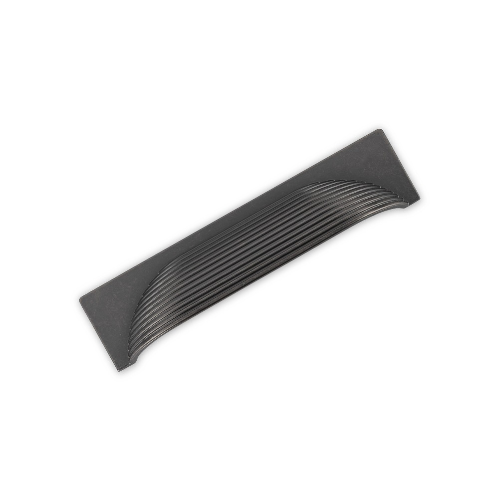 AURORA Square Reeded Cup Handle - 96mm Hole Centres - Pewter (HB12-294)