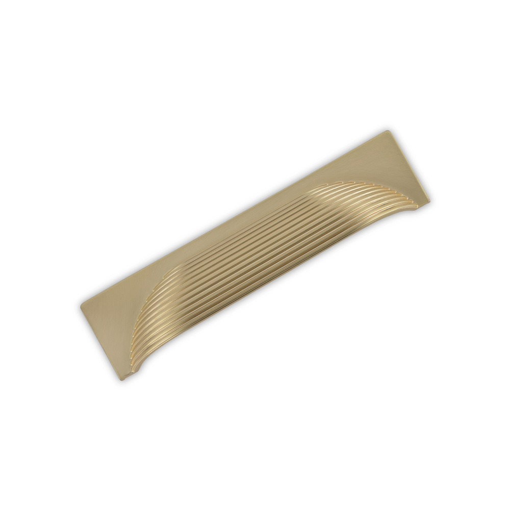 AURORA Square Reeded Cup Handle - 145mm (96mm Hole Centres) - Satin Brass (HB12-295)