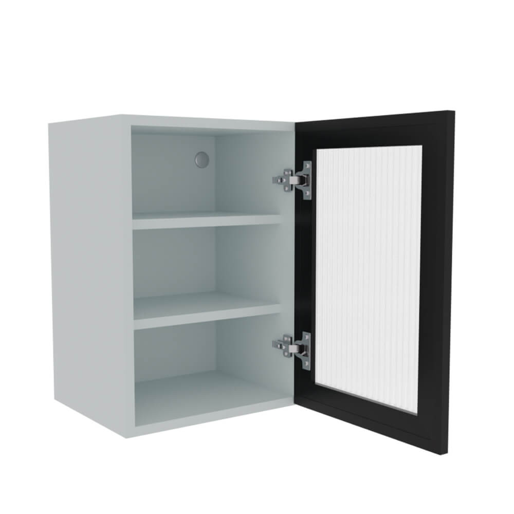 400mm Reeded Glass Wall Unit - Aluminium Frame (Low)