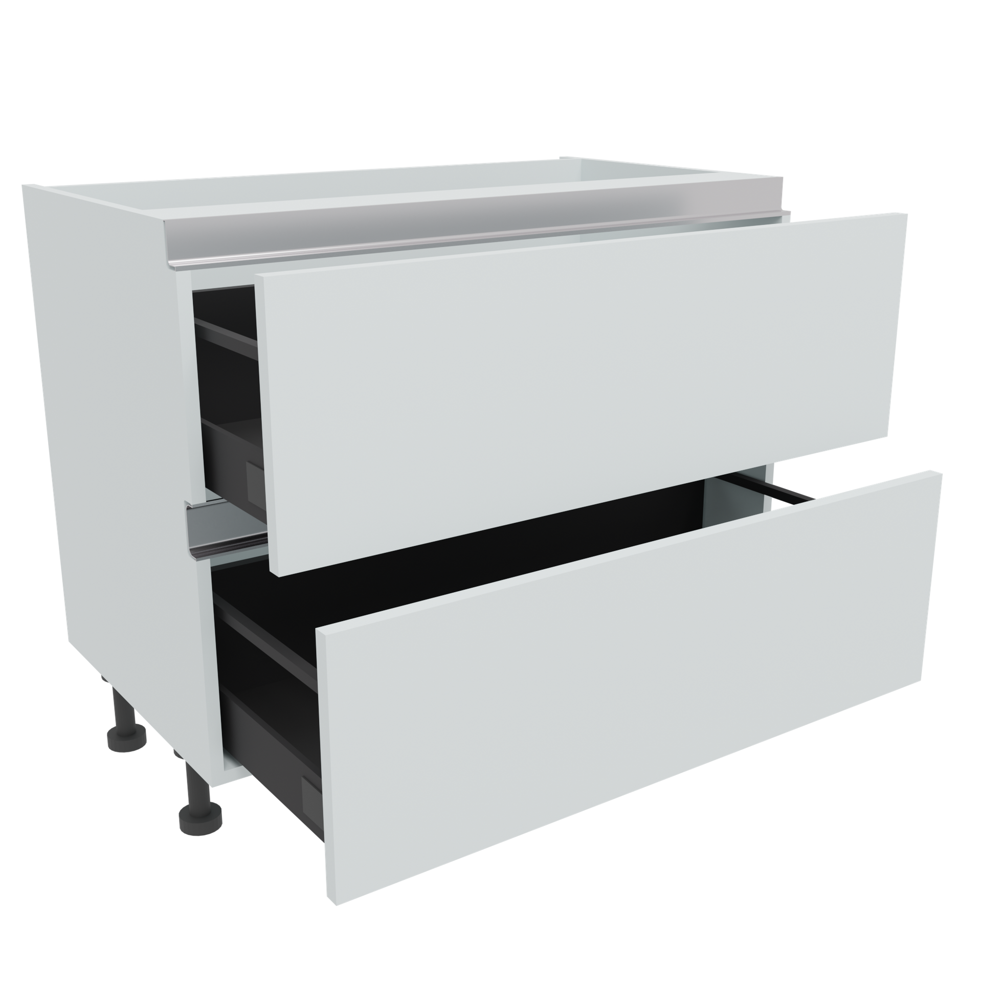 1000mm True Handleless 2 Drawer Base Unit (300mm Deep)